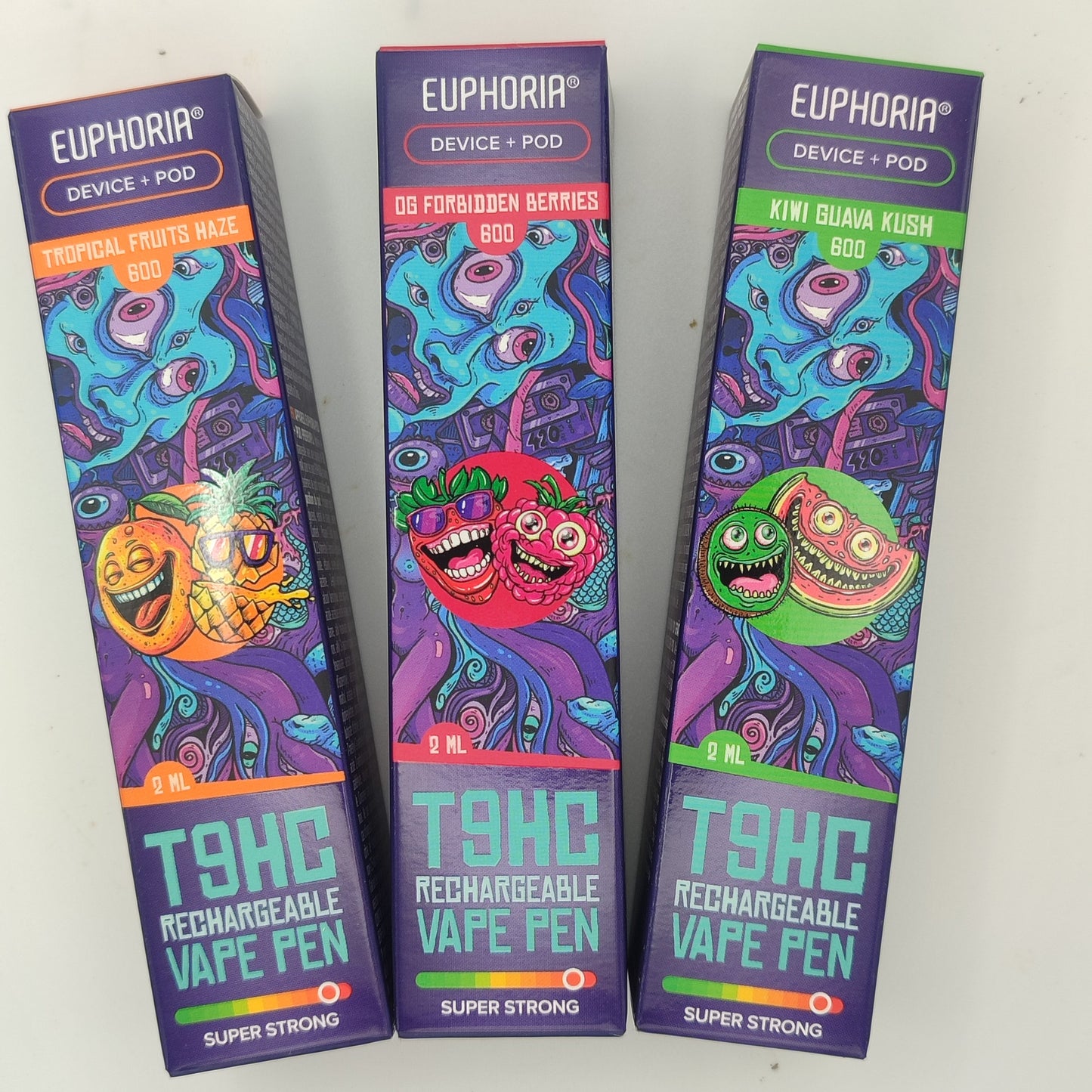 Vape Pen recargable T9HC Euphoria Kiwi/ Berries / Tropical 93% T9HC